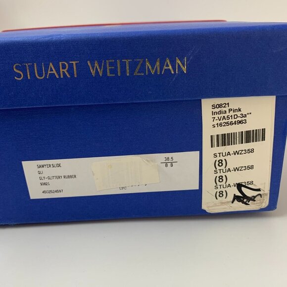 Stuart Weitzman WomensSawyer Slide Glittery Rubber Jelly Sandal 8B in India Pink - Picture 8 of 8